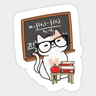 Funny White Cat is teaching Sticker